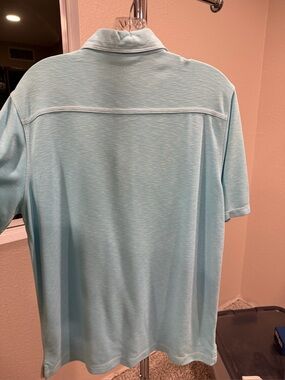 Johnston & Murphy Men’s Vintage Slub Polo Shirt Light Blue Size M